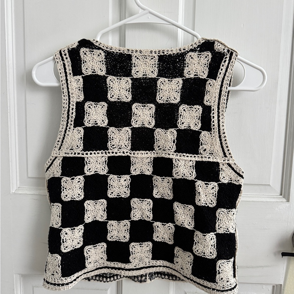 Mango Black and Cream Crochet Vest - Picture 2 of 2
